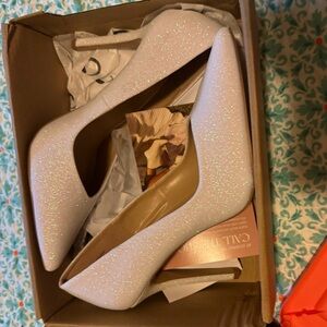 BRAND NEW still in box white/iridescent glitter high heels